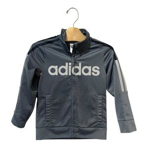 Adidas Boys Track Jacket Size 4 Performance Zip Up Athletic Gray